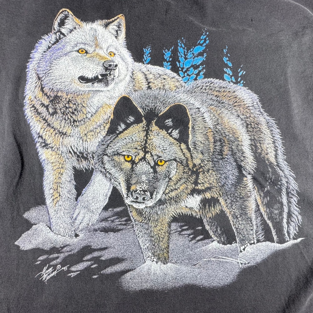 Vintage Onieta Single Stitch T Shirt L Wolf Gregg Murray Art Pre‎ Shrunk Cotton - Picture 2 of 5
